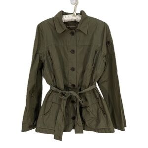 Tommy Bahama Green Jacket Anorak Tie Waist Cargo Olive Khaki Military Womens Lg